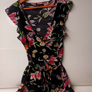 Floral Black Romper